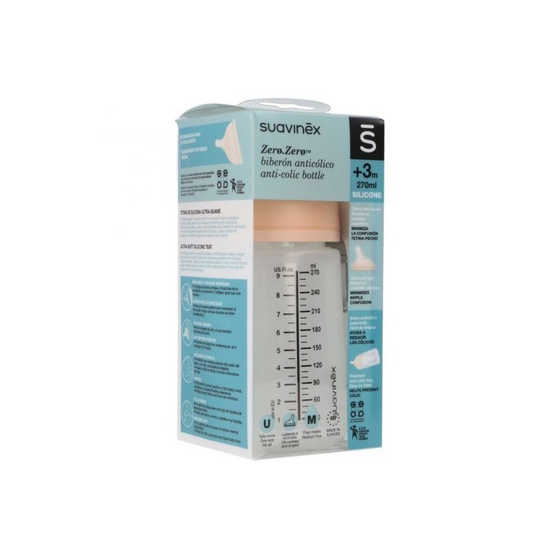 SUAVINEX BIBERON ANTICOLICO ZERO.ZERO SILICONA T+3M 270 ML