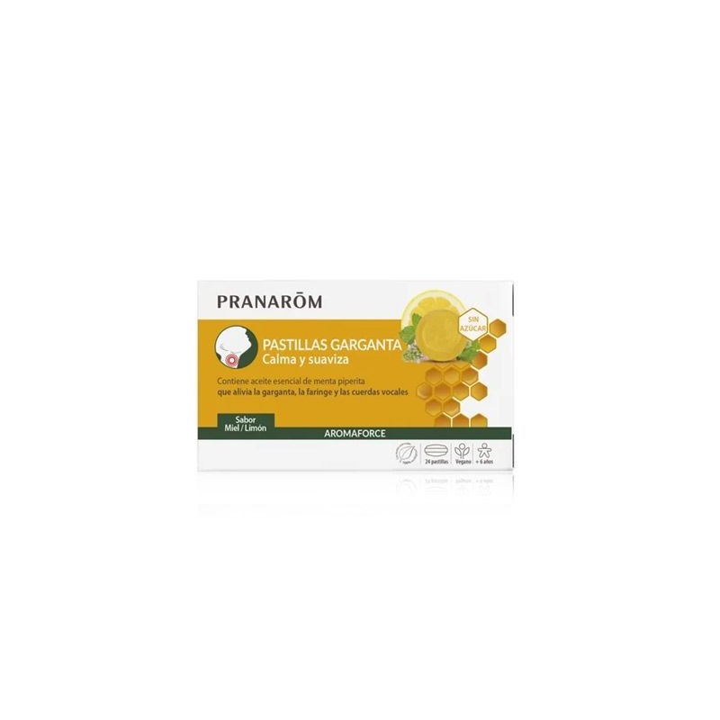 PRANAROM AROMAFORCE PASTILLAS GARGANTA MIEL Y LIMON 24 PASTILLAS