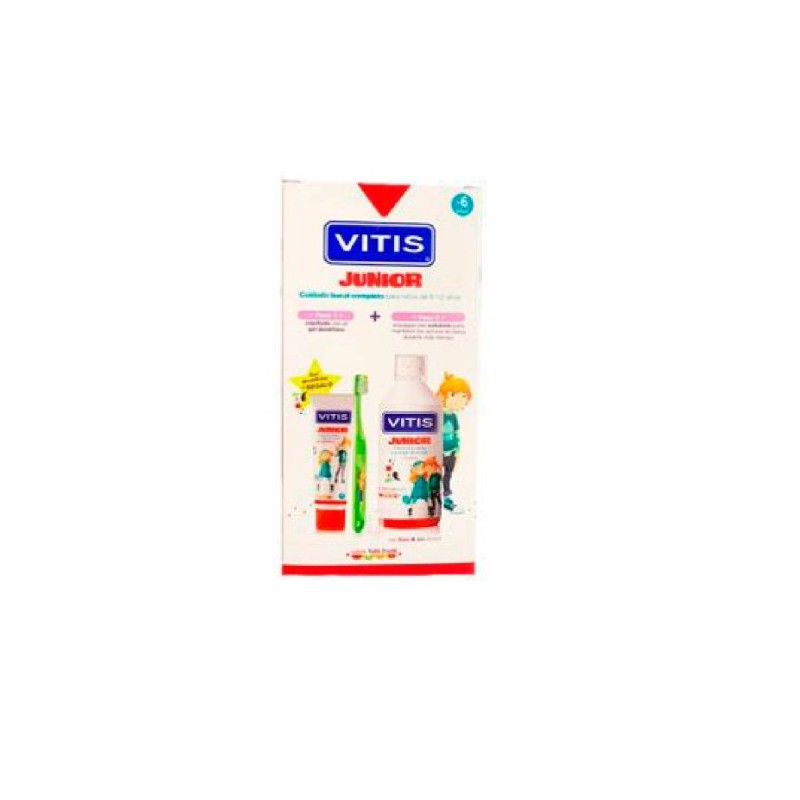 VITIS JUNIOR PACK PROMOPROCIONAL 1 COLUTORIO 50 ML + 1 ENVASE GEL DENTIFRICO 75 ML + 1 CEPILLO