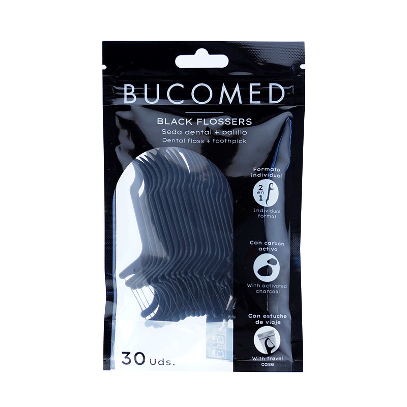 BUCOMED SEDA DENTAL + PALILLO CARBON ACTIVADO NEGRO
