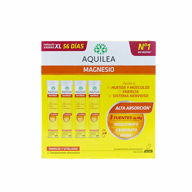 AQUILEA MAGNESIO 375 MG 56 COMPRIMIDOS EFERVESCENTES SABOR LIMON FORMATO XL