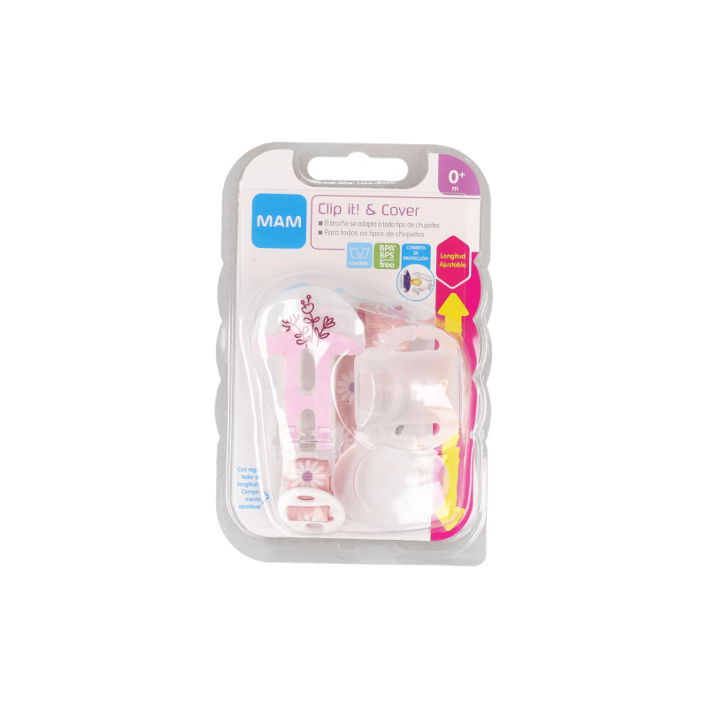 MAM CLIP IT & COVER BROCHE CHUPETE PROTECCION  ROSA