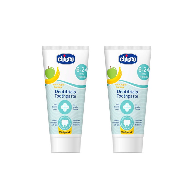 CHICCO PASTA DENTAL INFANTIL DUPLO 50 ML SABOR PLATANO/MANZANA