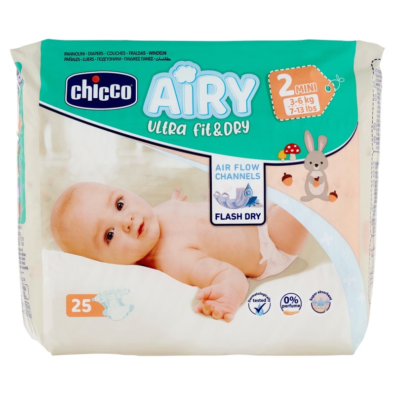 CHICCO PAÑAL AIRY MINI 3-6 KG. 25UDS