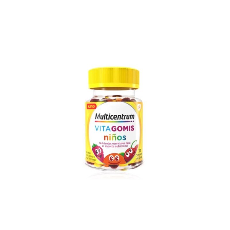 MULTICENTRUM VITAGOMIS NIÑOS 30 CARAMELOS DE GOMA SABOR FRUTOS CEREZA NARANJA Y FRESA/FRAMBUESA