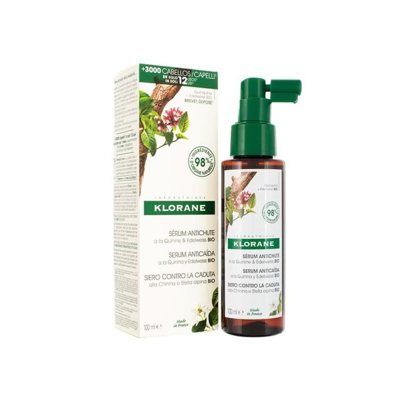 KLORANE SERUM ANTICAIDA A LA QUININA Y EDELWEISS BIO 1 FRASCO CON PULVERIZADOR 100 ML
