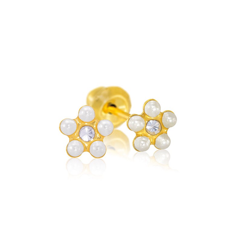 PRIM INVERNESS PENDIENTE 24K 931C FLOR PERLA BLANCA