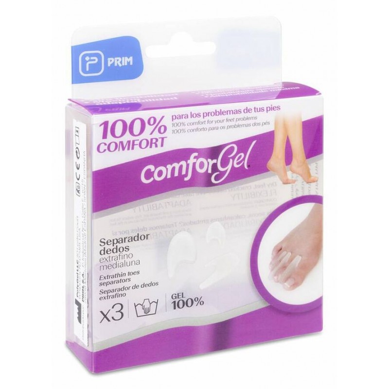 PRIM COMFORGEL SEPARADEDOS MEDIA LUNA EXTRAFINO 3 UNIDADES