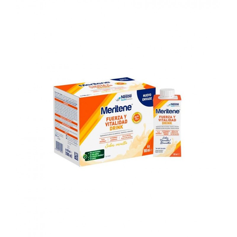 MERITENE FUERZA Y VITALIDAD DRINK 6 BOTELLAS 180 ML SABOR VAINILLA