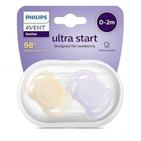  AVENT CHUPETE SILICONA PHILIPS ULTRA START 0-2 MESES 2 UNIDADES NIÑA LISO 