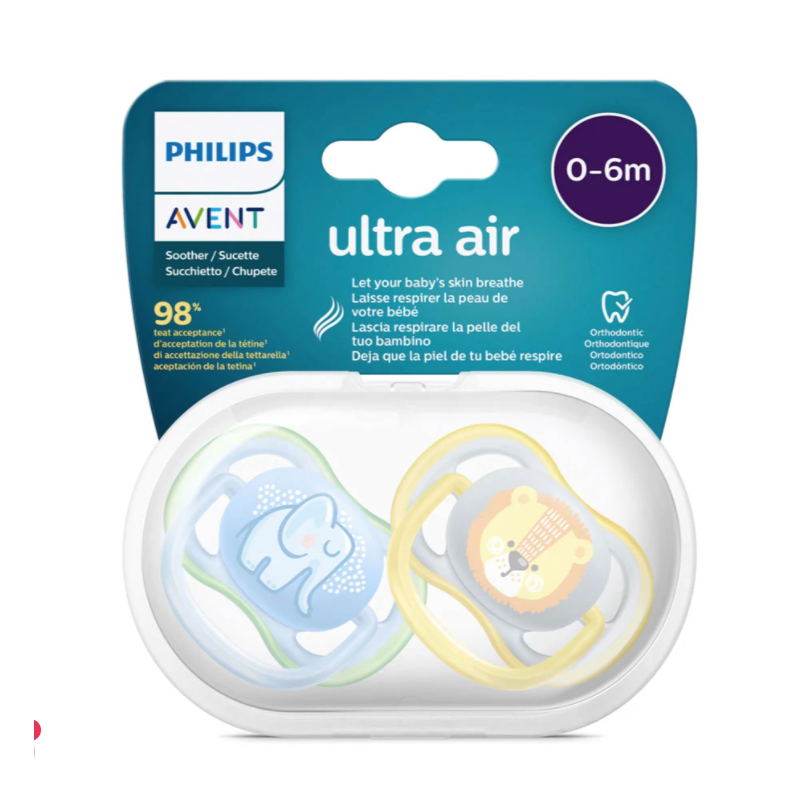 CHUPETE SILICONA PHILIPS AVENT ULTRA AIR 0 - 6 MESES 2 UNIDADES NIÑO