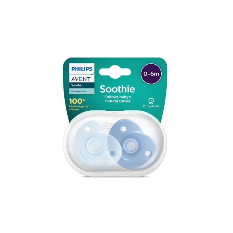 AVENT CHUPETE SILICONA SOOTHIES 0-6 MESES 2 UNIDADES NIÑO