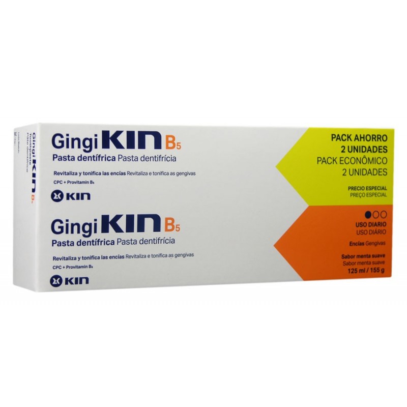 GINGIKIN B5 PASTA DENTAL 2 TUBOS 125 ML SABOR MENTA SUAVE PACK
