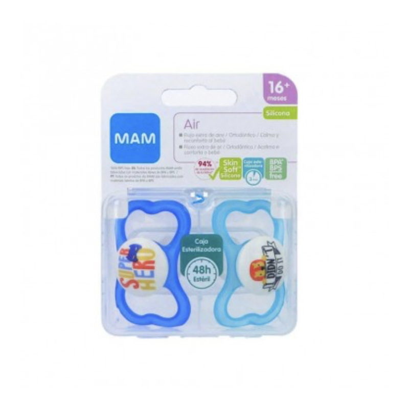 MAM AIR CHUPETE SILICONA SIMETRICA 16+ R PACK DOBLE