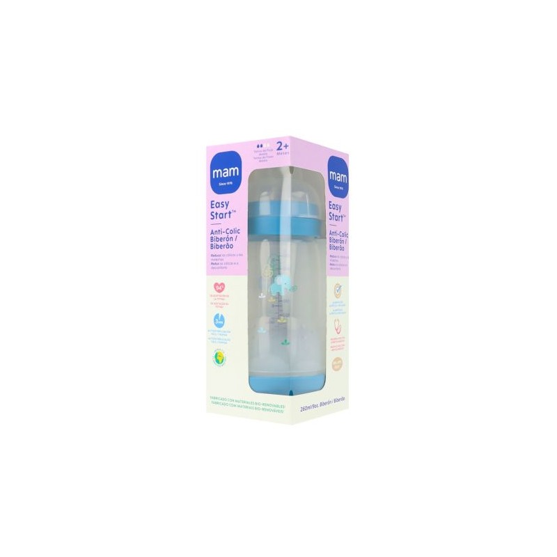 MAM BIBERON ANTI-COLIC EASY START 2+ MESES 260 ML AZUL