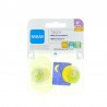 MAM ORIGINAL NIGHT CHUPETE SILICONA +6 MESES 2 UNIDADES VERDE