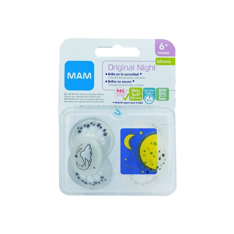 MAM ORIGINAL NIGHT CHUPETE SILICONA  +6 MESES MATT N PACK DOBLE