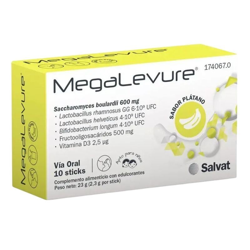 MEGALEVURE 10 STICKS SABOR PLATANO