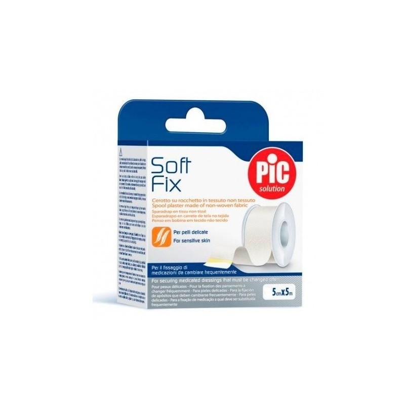 PIC ESPARADRAPO SOFT FIX TEJIDO SIN TEJER 5 M X 5 CM COLOR BLANCO