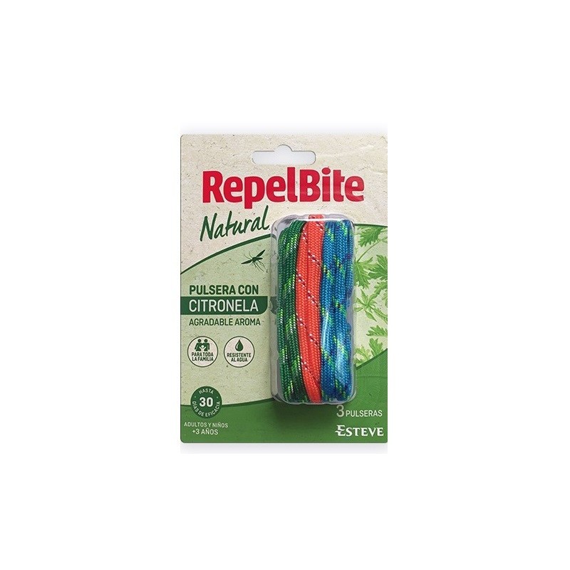 REPEL BITE NATURAL PULSERA DE CUERDA CON CITRONELA 3 UNIDADES