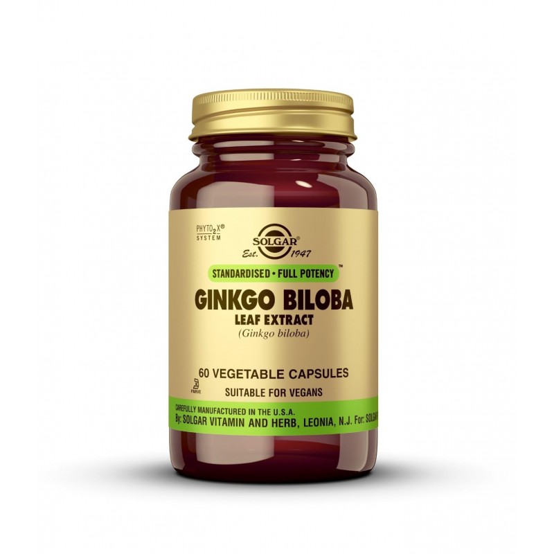 SOLGAR GINKGO BILOBA EXTRACTO DE HOJA 60 CAPSULAS VEGETALES