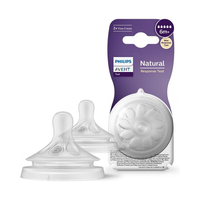 TETINA NATURAL FLUJO ULTRARAPIDO PHILIPS AVENT NATURAL RESPONSE + 6 MESES 2 UNIDADES